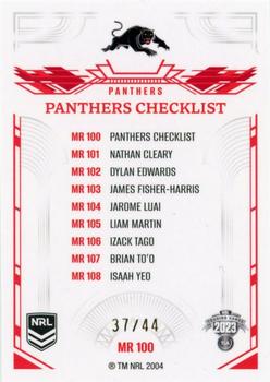 2023 NRL Traders Elite - Mojo Ruby #MR100 Penrith Panthers Checklist Back